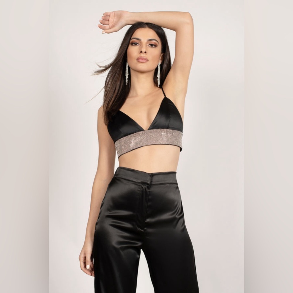 BRAND NEW Tobi Liberated Black Diamante Bralette Crop Top